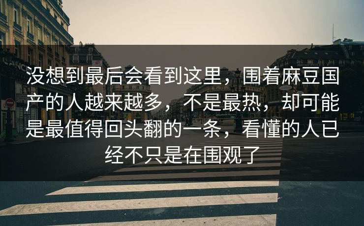 没想到最后会看到这里，围着麻豆国产的人越来越多，不是最热，却可能是最值得回头翻的一条，看懂的人已经不只是在围观了