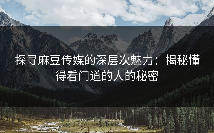 探寻麻豆传媒的深层次魅力：揭秘懂得看门道的人的秘密