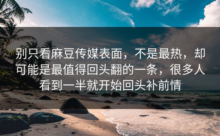 别只看麻豆传媒表面，不是最热，却可能是最值得回头翻的一条，很多人看到一半就开始回头补前情