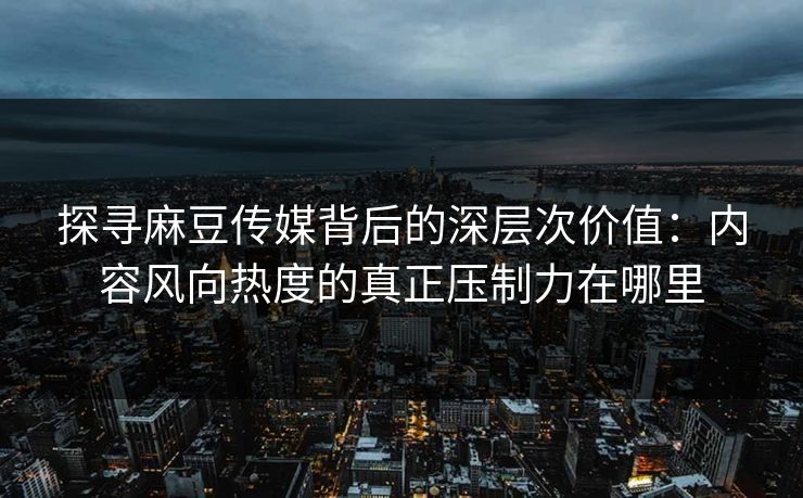 探寻麻豆传媒背后的深层次价值：内容风向热度的真正压制力在哪里