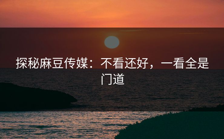 探秘麻豆传媒：不看还好，一看全是门道