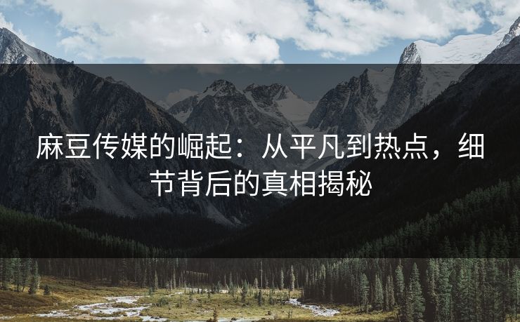 麻豆传媒的崛起：从平凡到热点，细节背后的真相揭秘