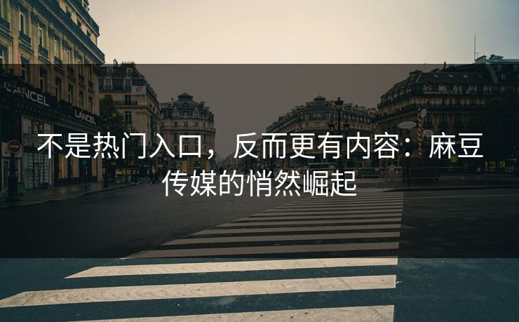 不是热门入口，反而更有内容：麻豆传媒的悄然崛起
