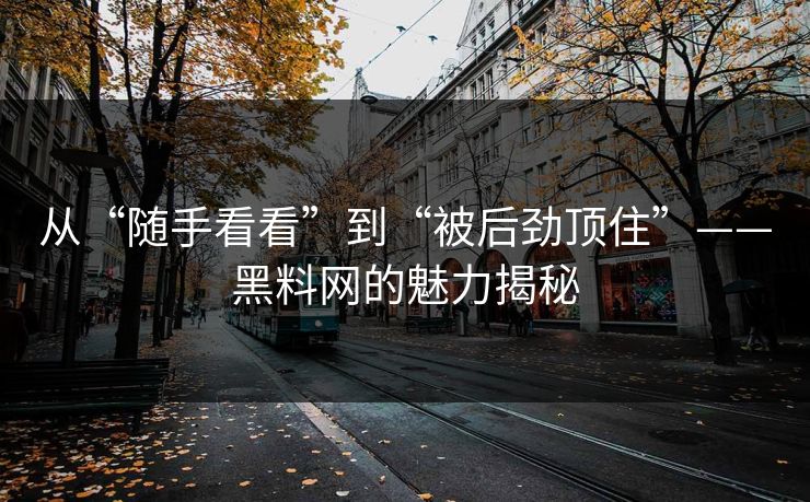 从“随手看看”到“被后劲顶住”——黑料网的魅力揭秘