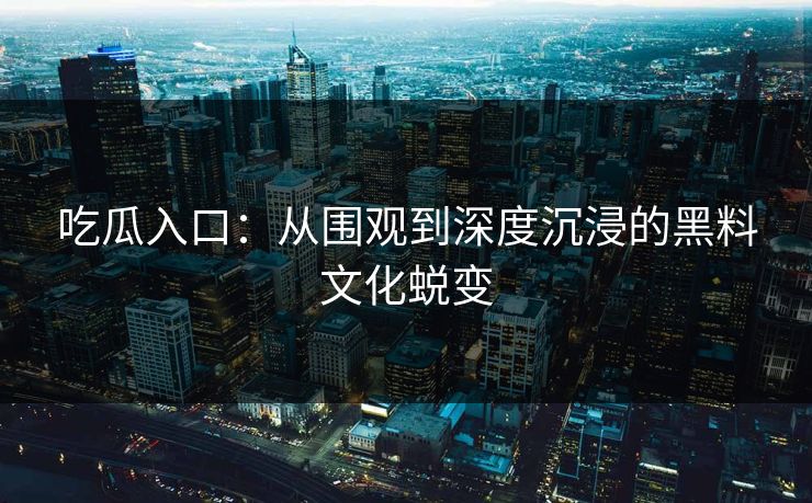 吃瓜入口：从围观到深度沉浸的黑料文化蜕变